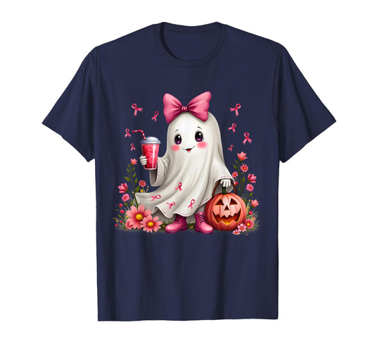 In October We Wear Pink Ghost Breast Cancer Awareness T-Shirt