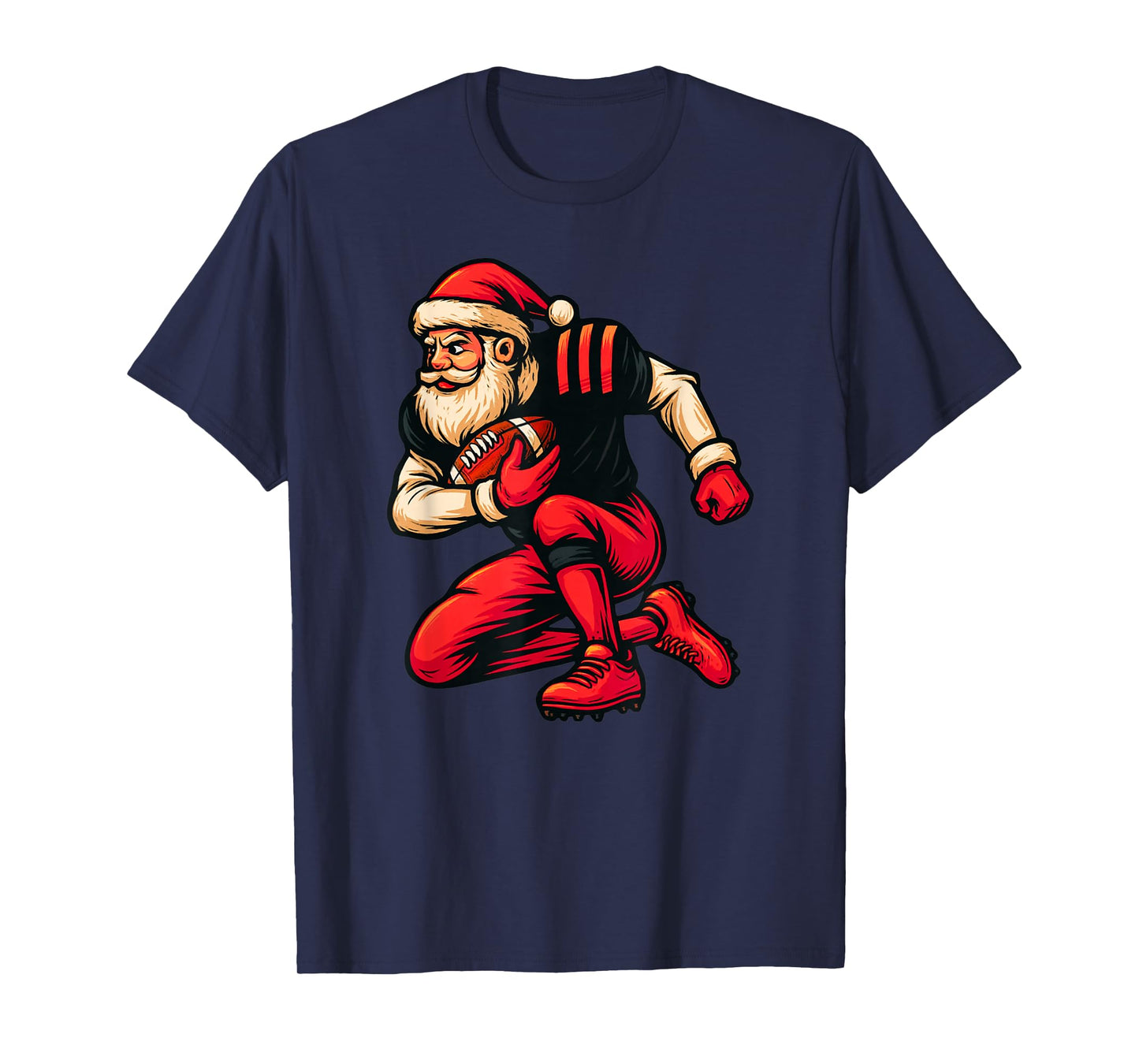 Santa Claus Playing American Football Xmas Holiday Christmas T-Shirt