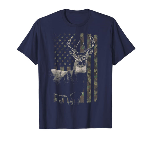 Hunting Camo American Flag Deer T-Shirt