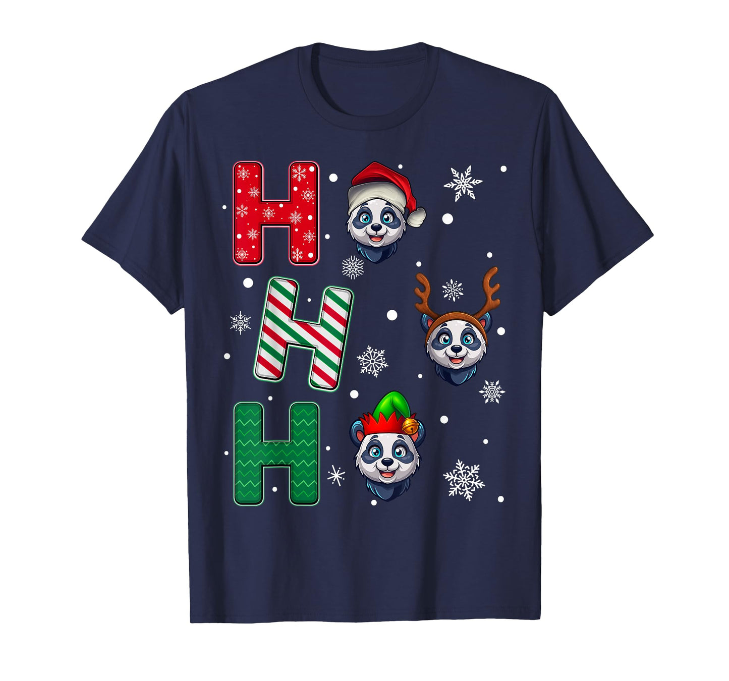 Ho Ho Ho Panda Animal Christmas Santa Elf Xmas T-Shirt