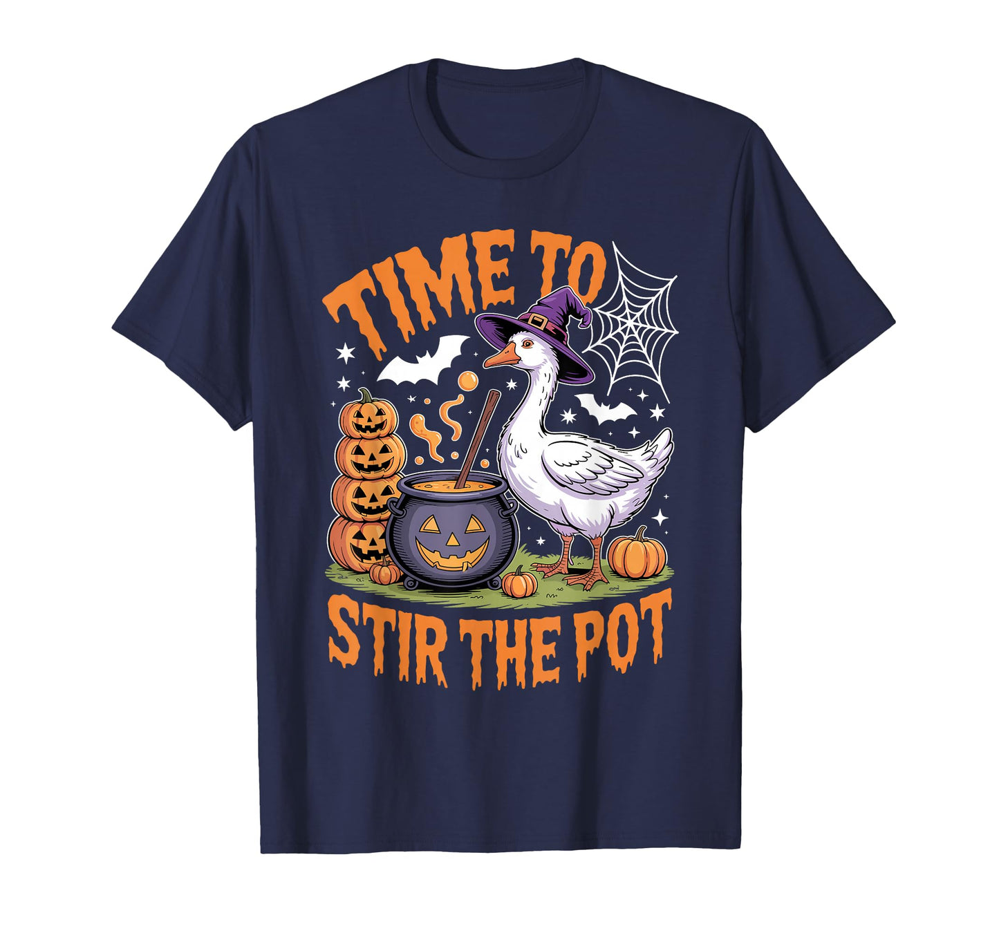 Time to Stir The Pot Funny Halloween Goose Witchy Women Men T-Shirt