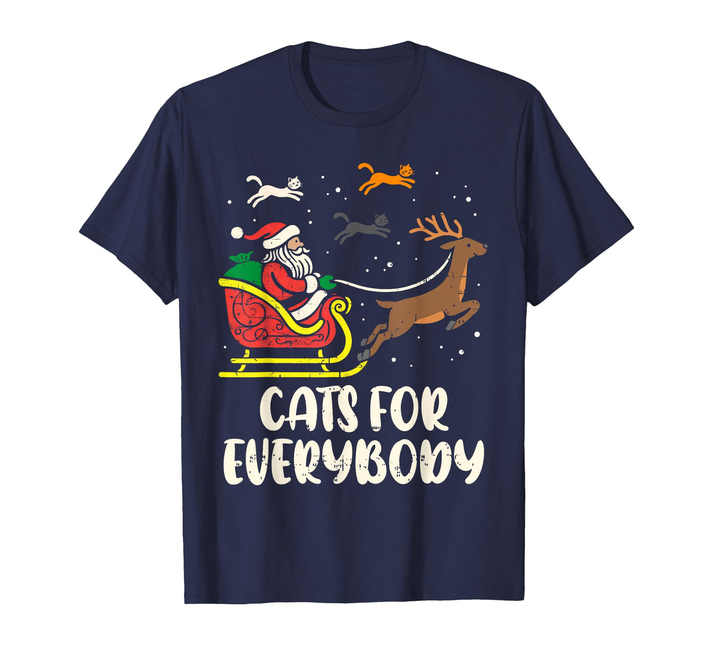Cats for Everybody Santa Xmas Pajamas Funny Christmas Cat T-Shirt