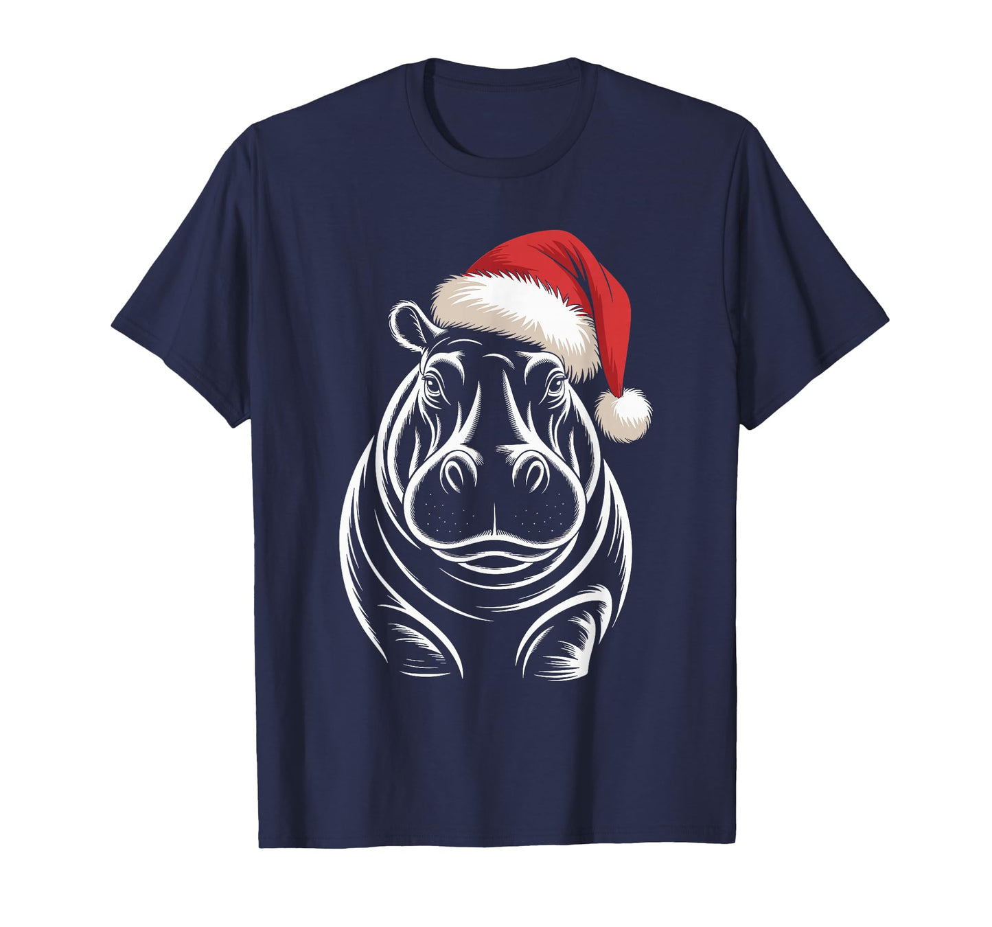 Hippopotamus Christmas Santa Hat Pajama Funny Hippo Xmas T-Shirt