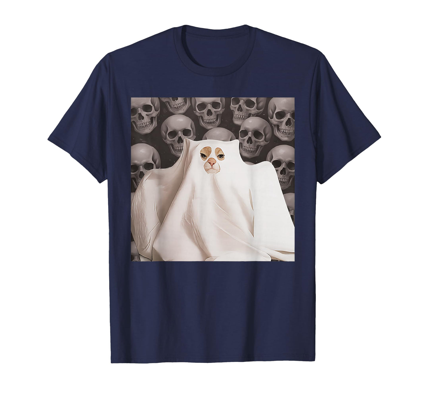 Ghost Cat Meme Funny Halloween Men Women Kids T-Shirt