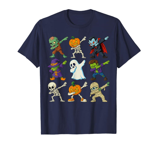 Dabbing Halloween Boys Skeleton Zombie Scary Pumpkin Mummy T-Shirt