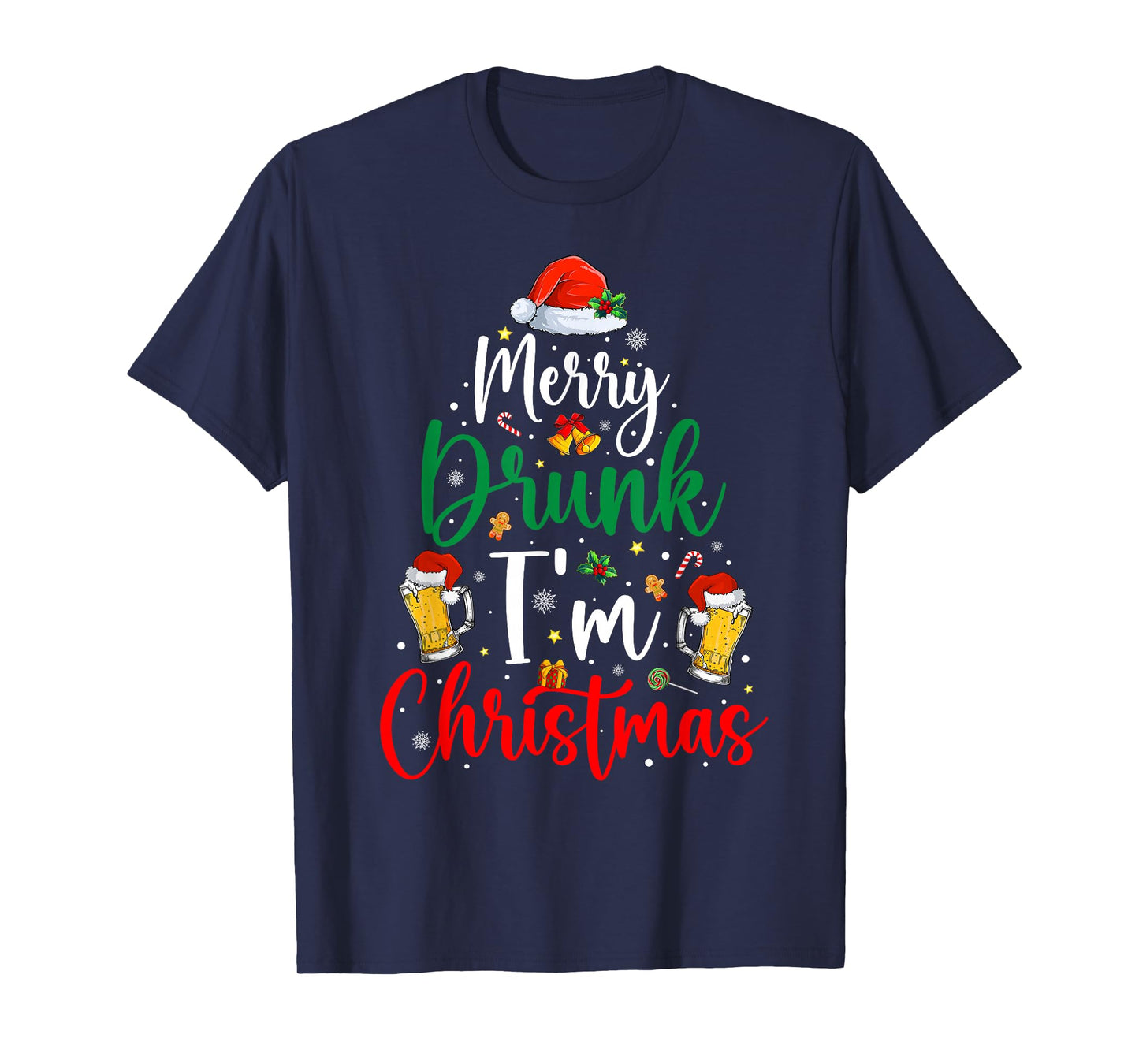 Merry Drunk I'm Christmas Funny Santa Joke Xmas Beer Lover T-Shirt