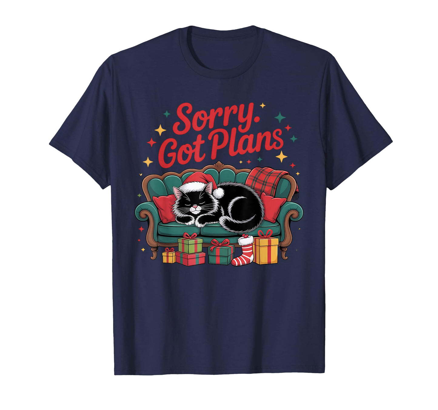 Funny Christmas Black Cat Sarcastic Men Women Kids Xmas T-Shirt