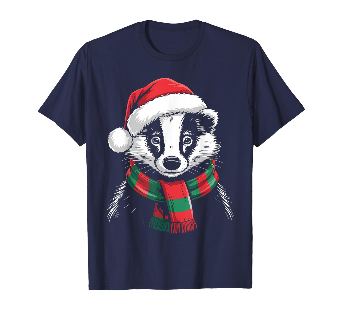 Badger Xmas Santa Hat Scarf Christmas Costume T-Shirt