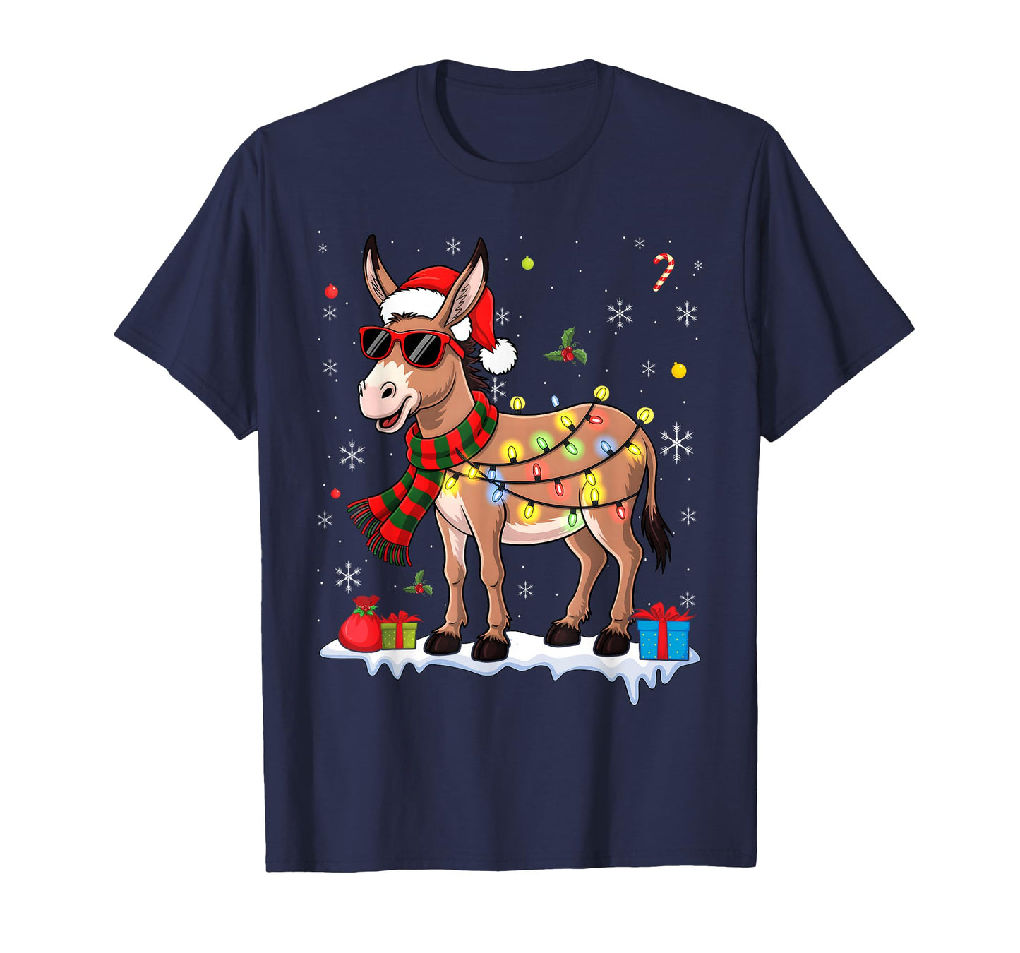 Xmas Lighting Holiday Santa Donkey Christmas T-Shirt