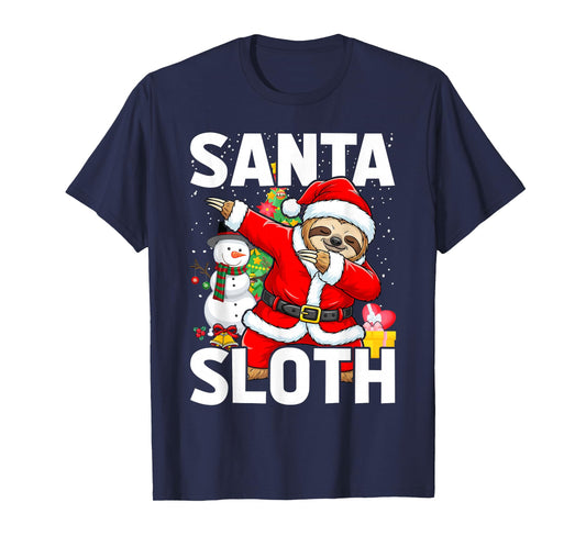 Dabbing Santa Sloth Merry Slothmas Christmas Kids Pajama T-Shirt