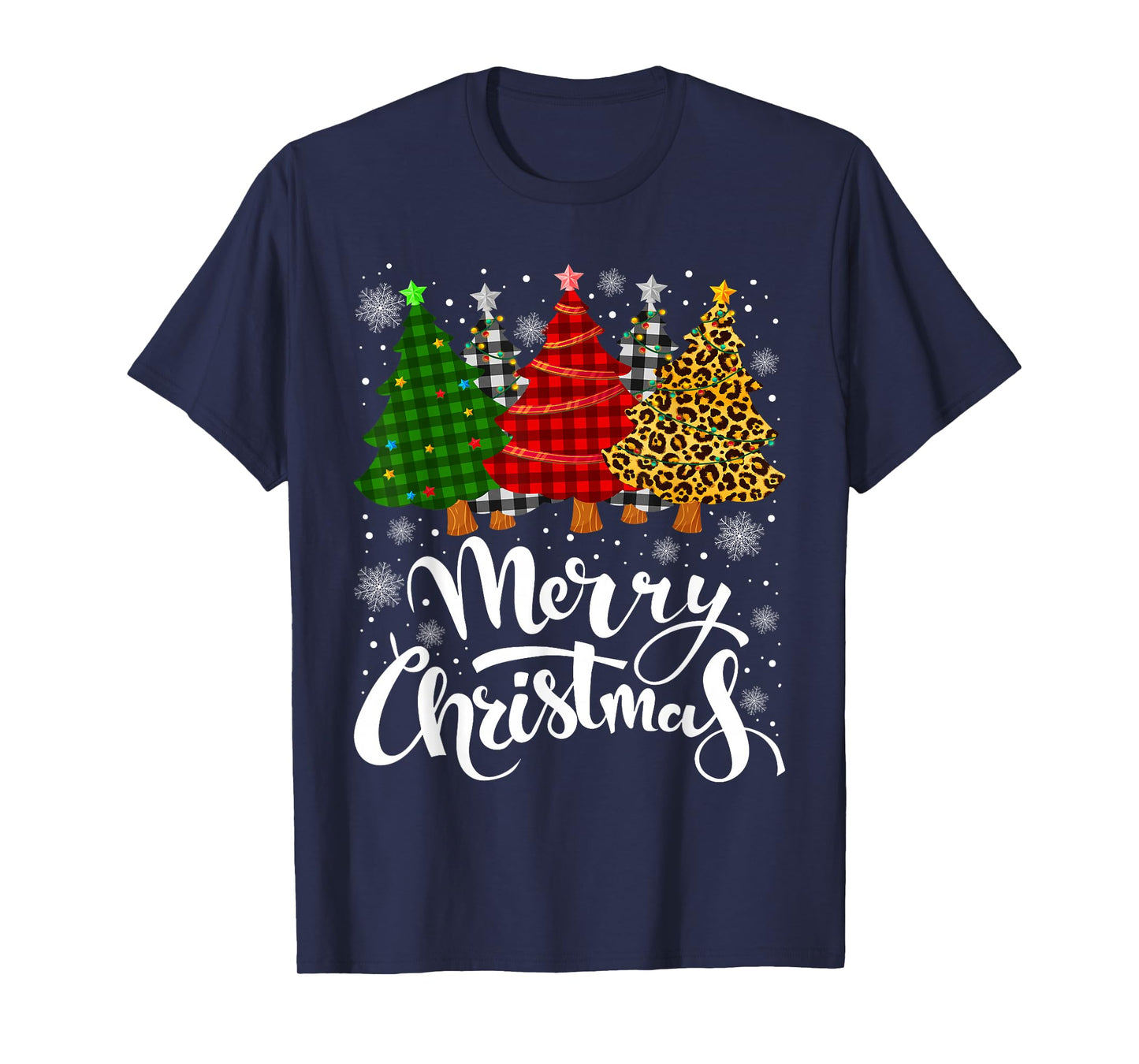 Christmas Tree Buffalo Plaid Red White Green Xmas Light Gift T-Shirt