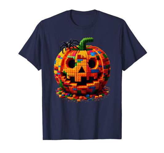 Halloween Master Builder Pumpkin Kids Building Blocks Bricks T-Shirt