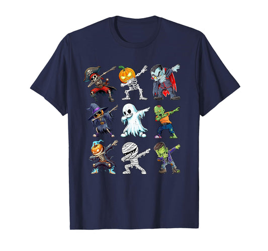 Dabbing Halloween Boys Ghost Skeleton Zombie Pumpkin Mummy T-Shirt