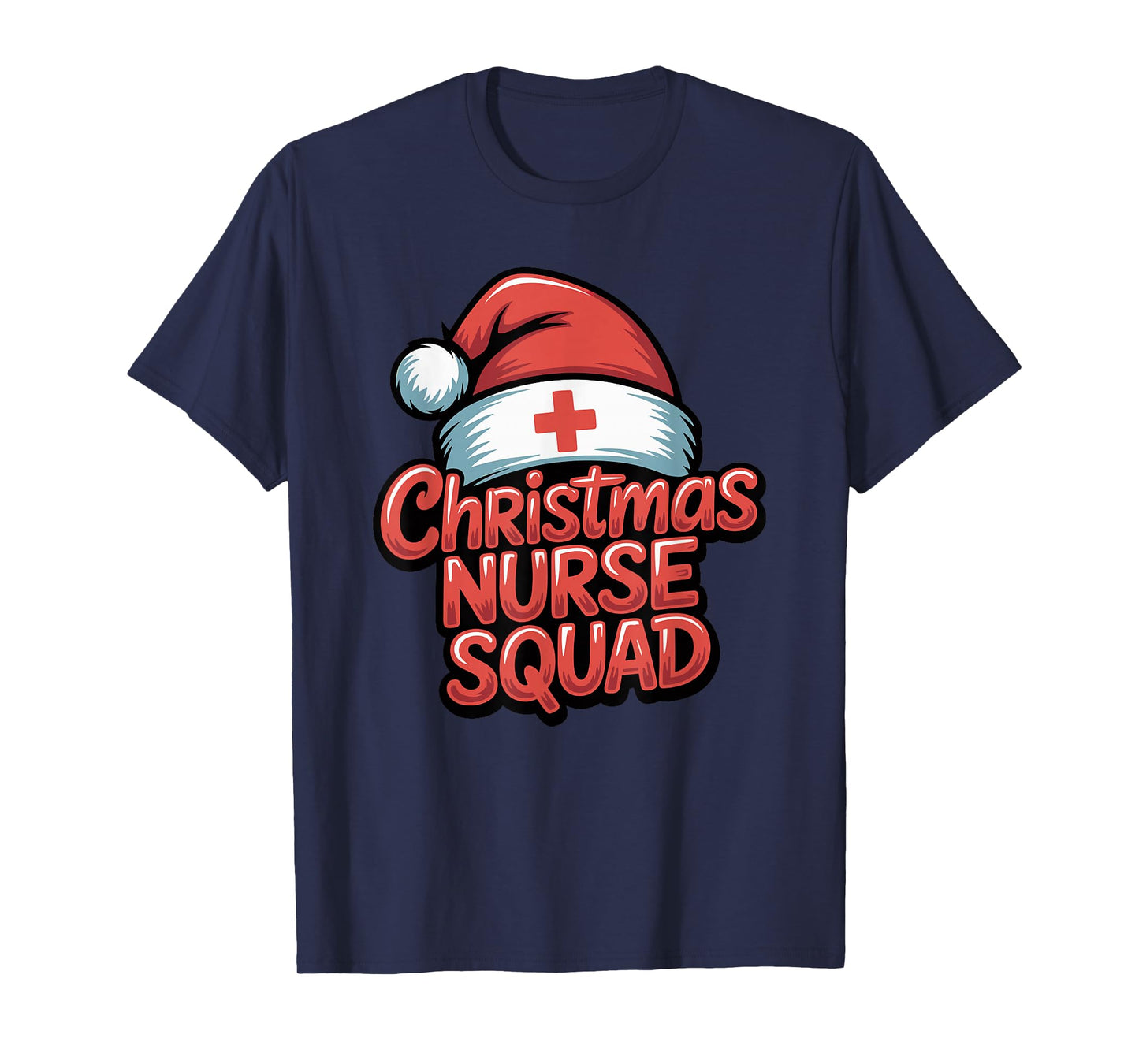 Nurse Christmas Squad Santa Hat Matching Crew T-Shirt