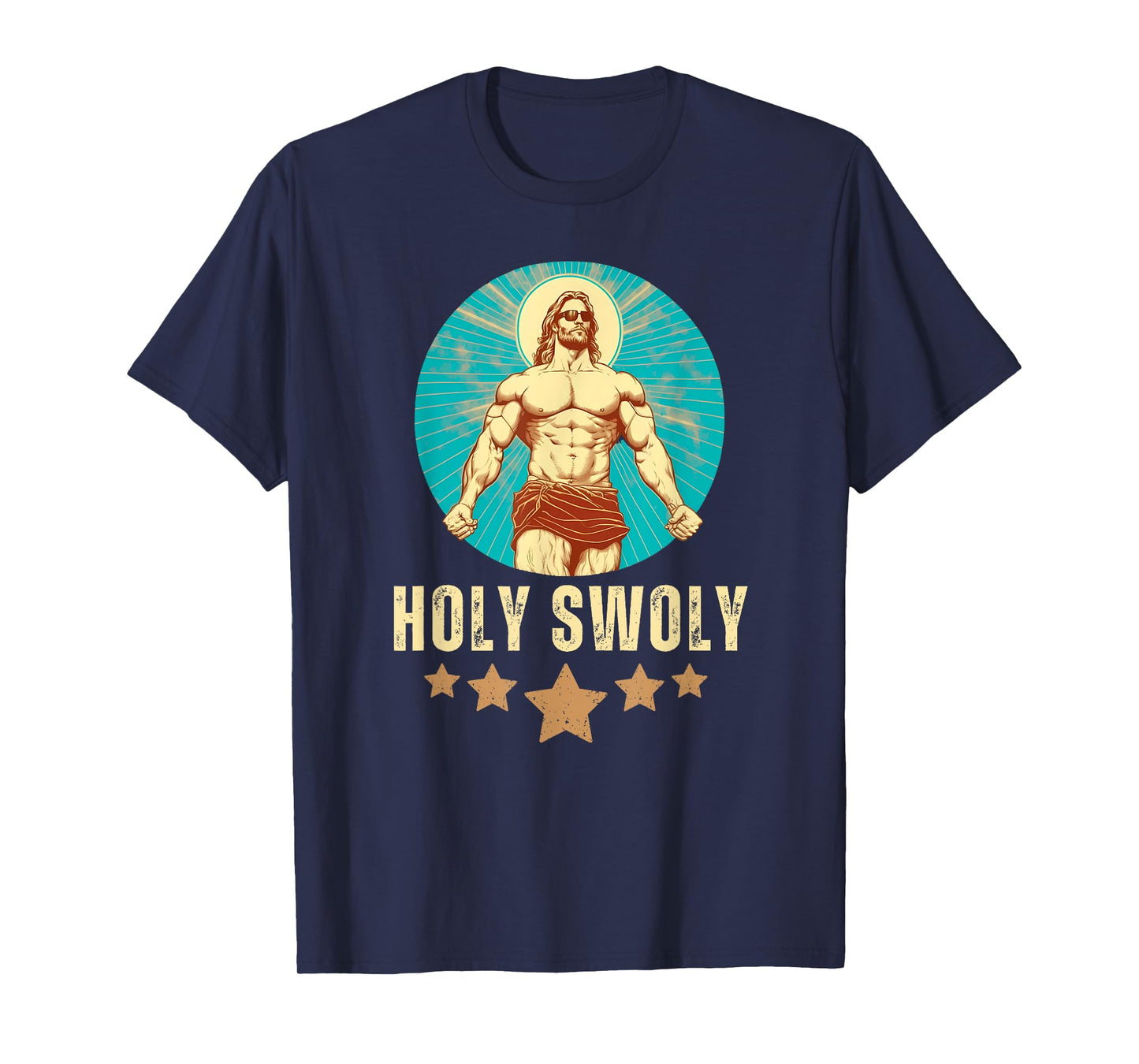 Bodybuilding Jesus Fitness Holy Swoly Funny Gym T-Shirt