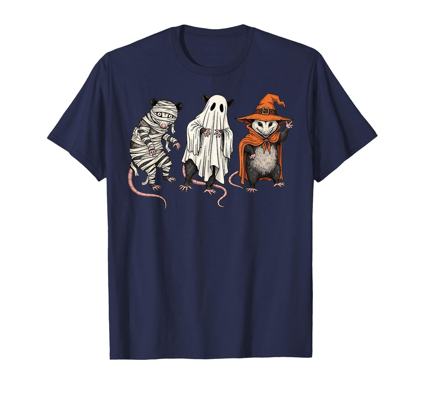 Halloween Possum Costumes Funny Mummy Ghost Witch T-Shirt