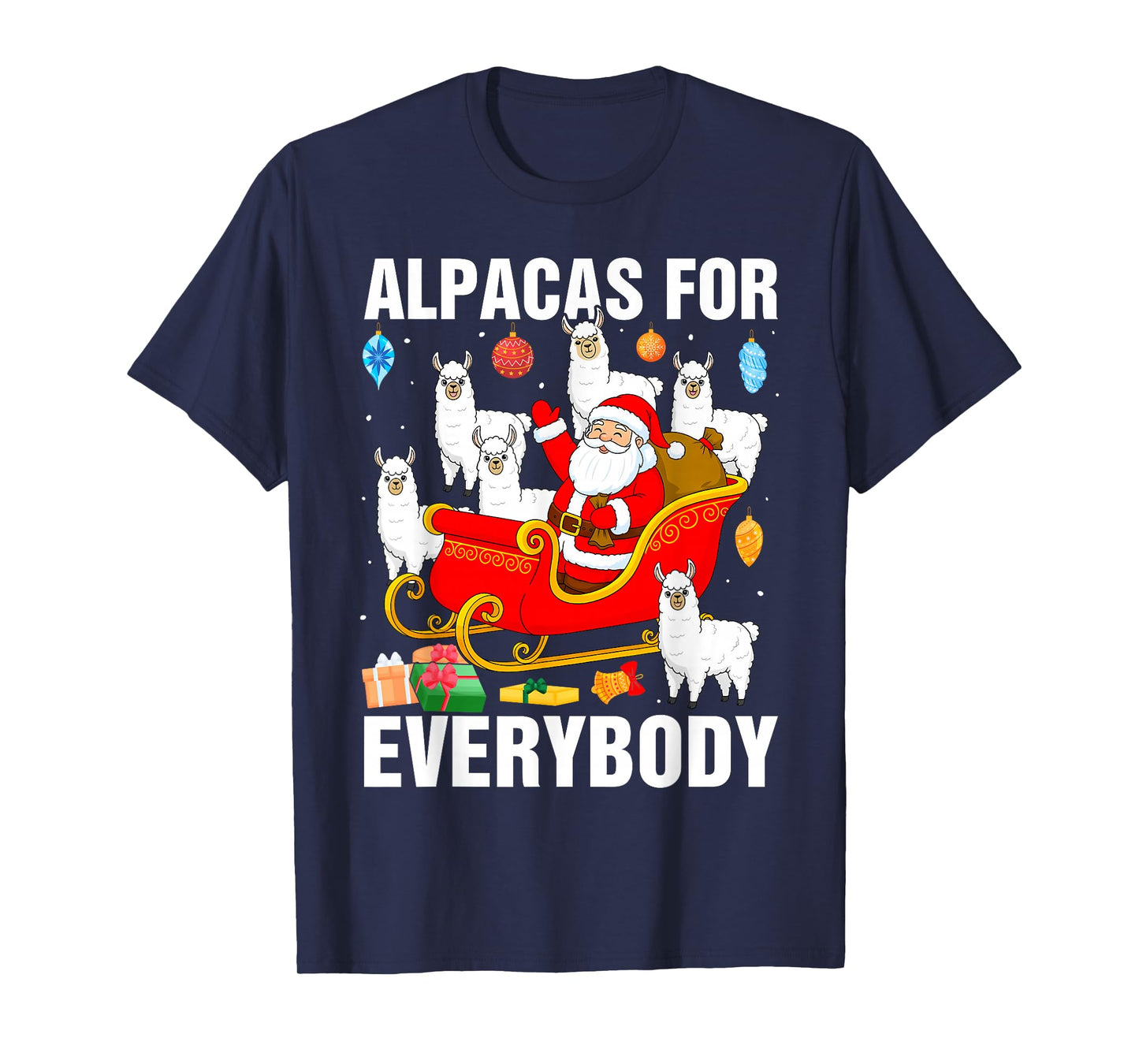 Alpacas for Everybody Santa Sled Funny Christmas Alpaca T-Shirt