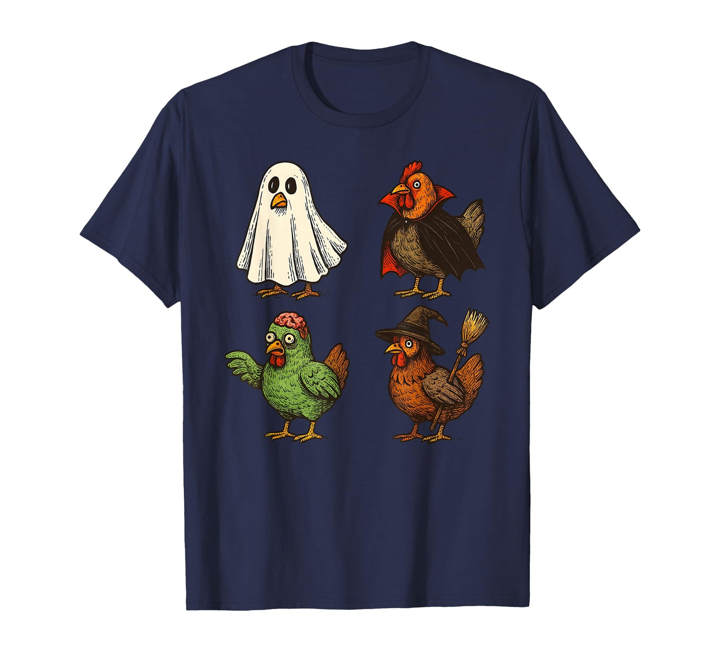 Chicken Spooky Witch Boo Zombie Cute Halloween Boys Girls T-Shirt