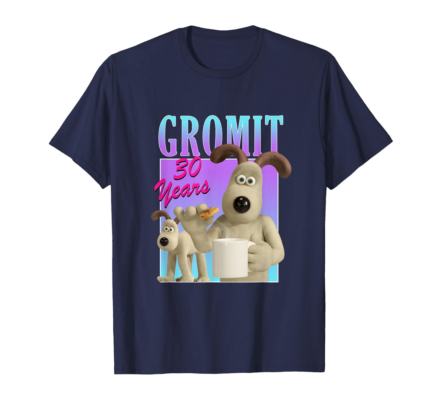 Wallace & Gromit Gromit 30th Logo Unisex Adults Kids Black Short Sleeve Modern Classic Cartoon T-Shirt