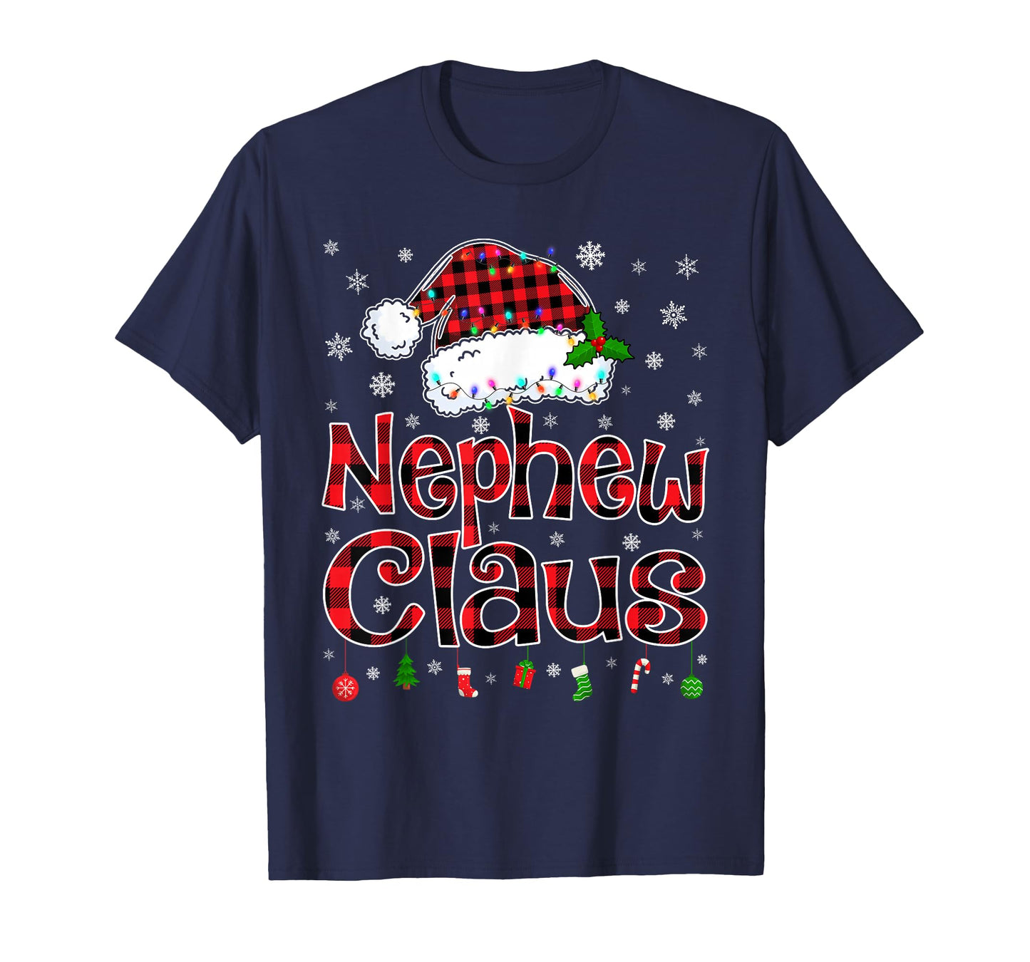 Nephew Claus Christmas Lights Xmas Pajama Matching Family T-Shirt