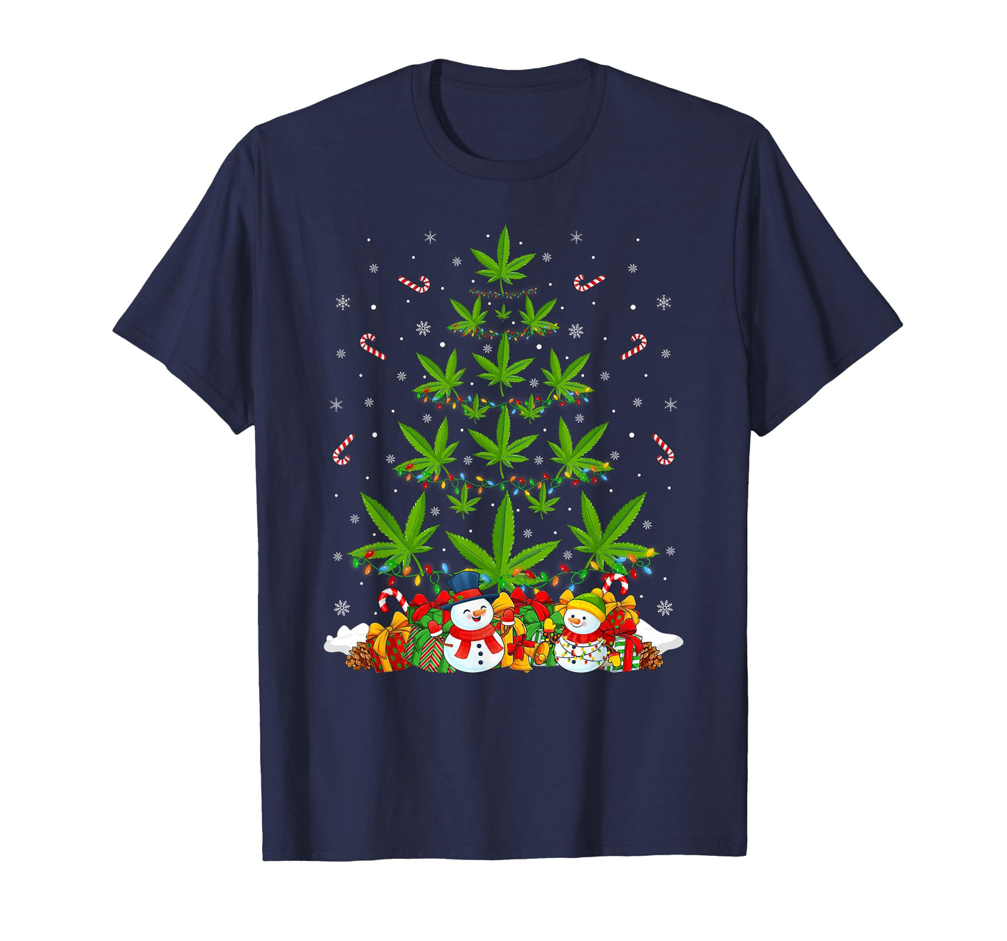 Marijuana Leaf Christmas Tree Cannabis Weed Stoner Xmas T-Shirt