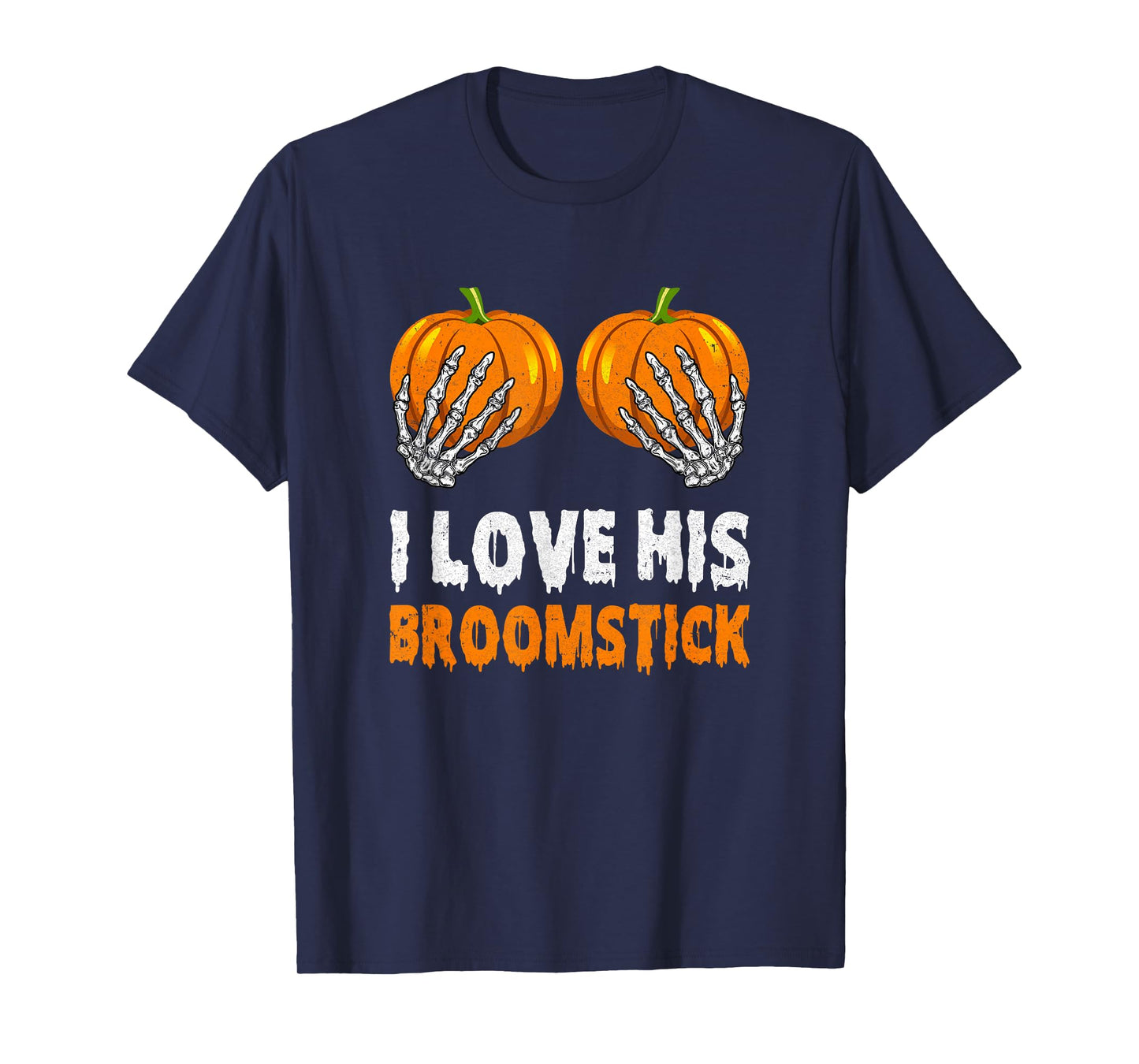 I Love His Broomstick I Love Her Pumpkins Halloween Couples T-Shirt