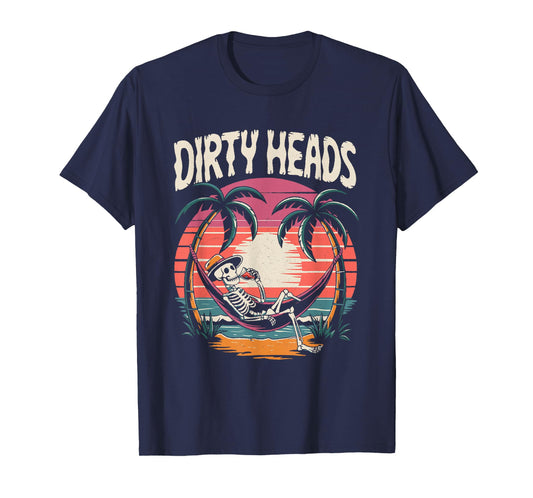Chill Skeleton Dirty Heads Retro Beach Art for Men Women T-Shirt
