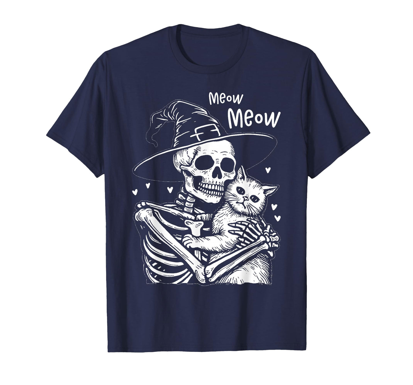 Cute Black Cat Halloween Costume Fur Skeleton Pet Mom Meow T-Shirt