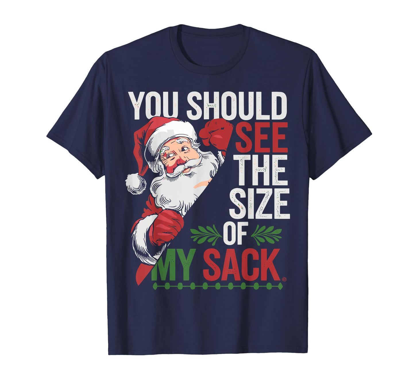 You Should See The Size of My Sack Funny Santa Christmas T-Shirt
