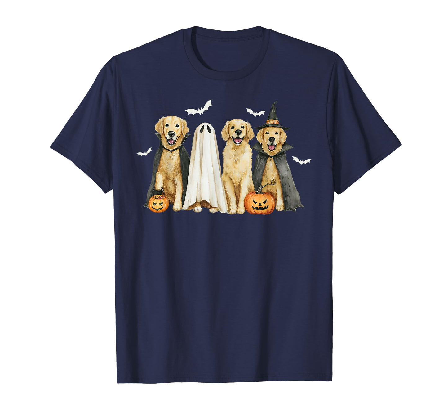 Golden Retriever Dogs Ghost Boo Witch Costume Halloween T-Shirt