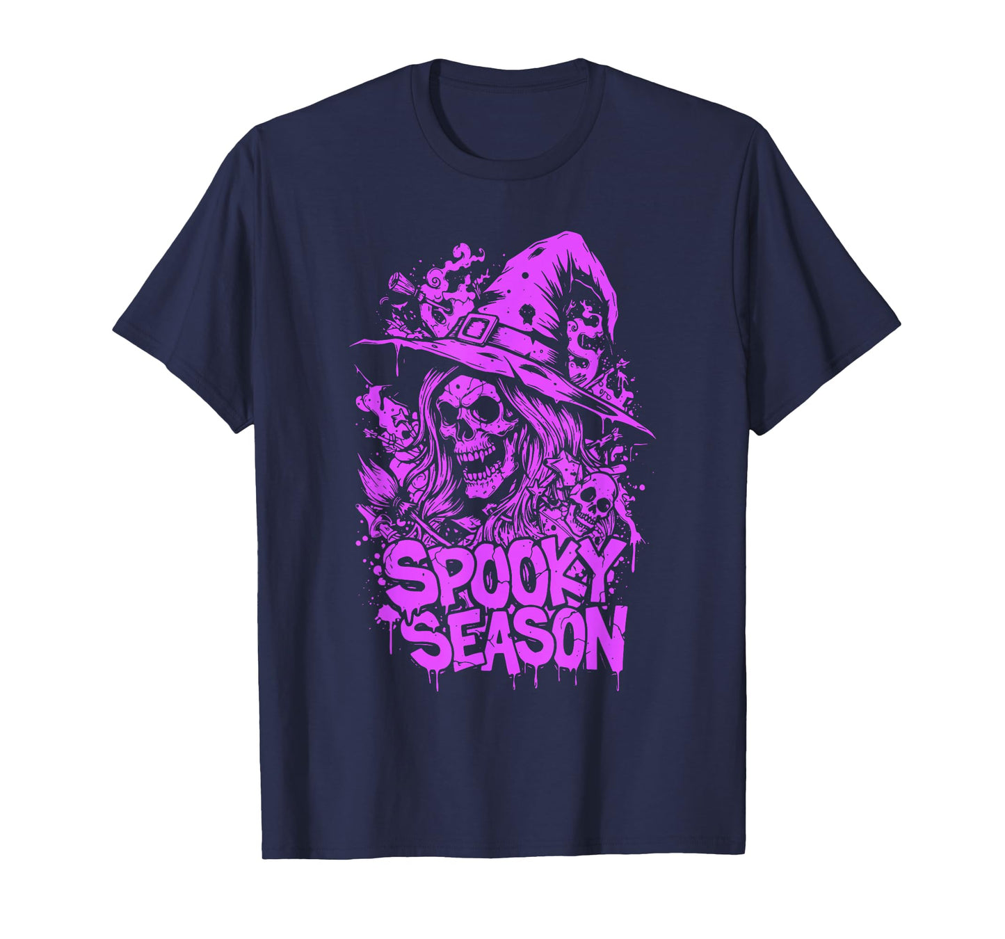 Spooky Season Witch Skull Halloween Costume for Women & Girl T-Shirt