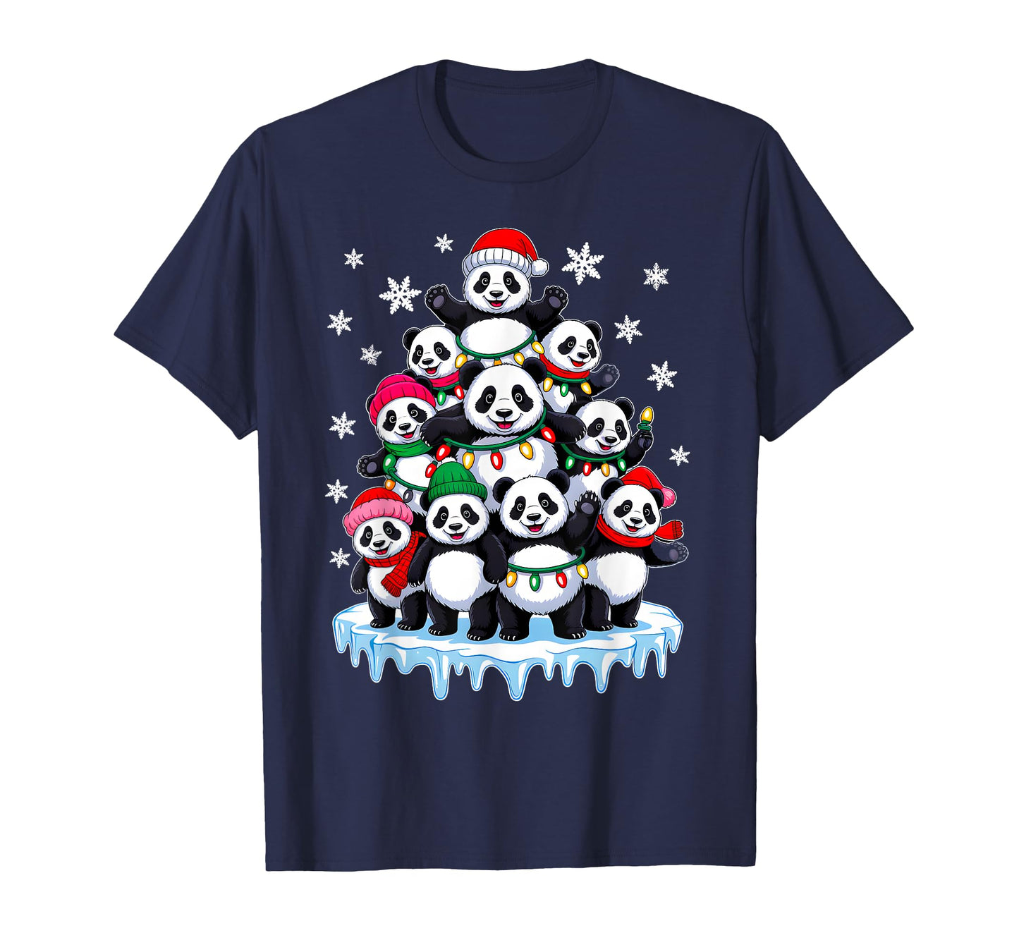 Panda Christmas Tree Panda Lover Xmas Squad Men Women Kids T-Shirt