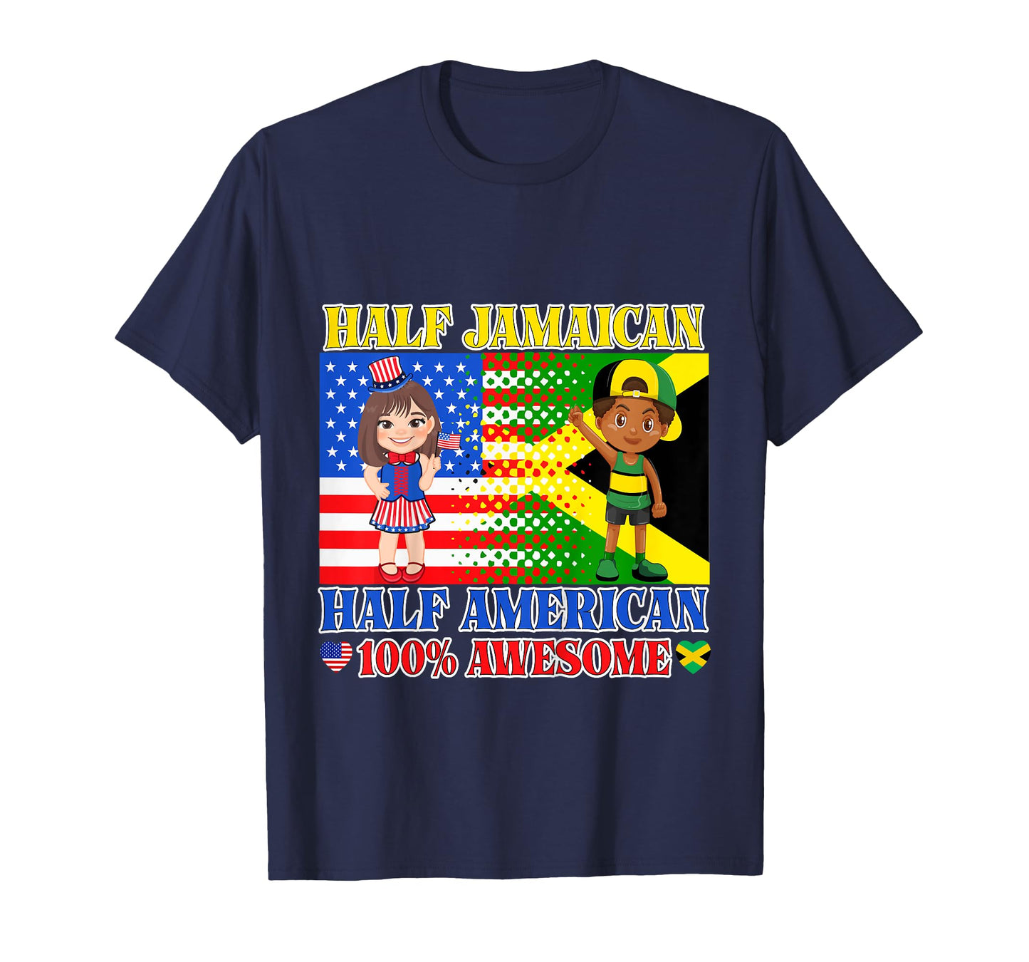 Half Jamaican Half American Toddler Jamaica US Flag Girl Boy T-Shirt