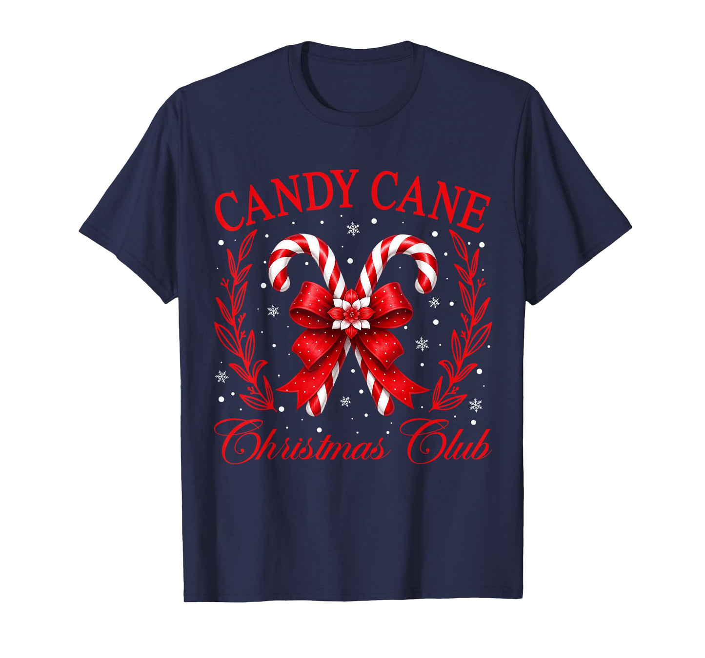 Cute Coquette Bow Candy Lovers Candy Cane Christmas Club T-Shirt