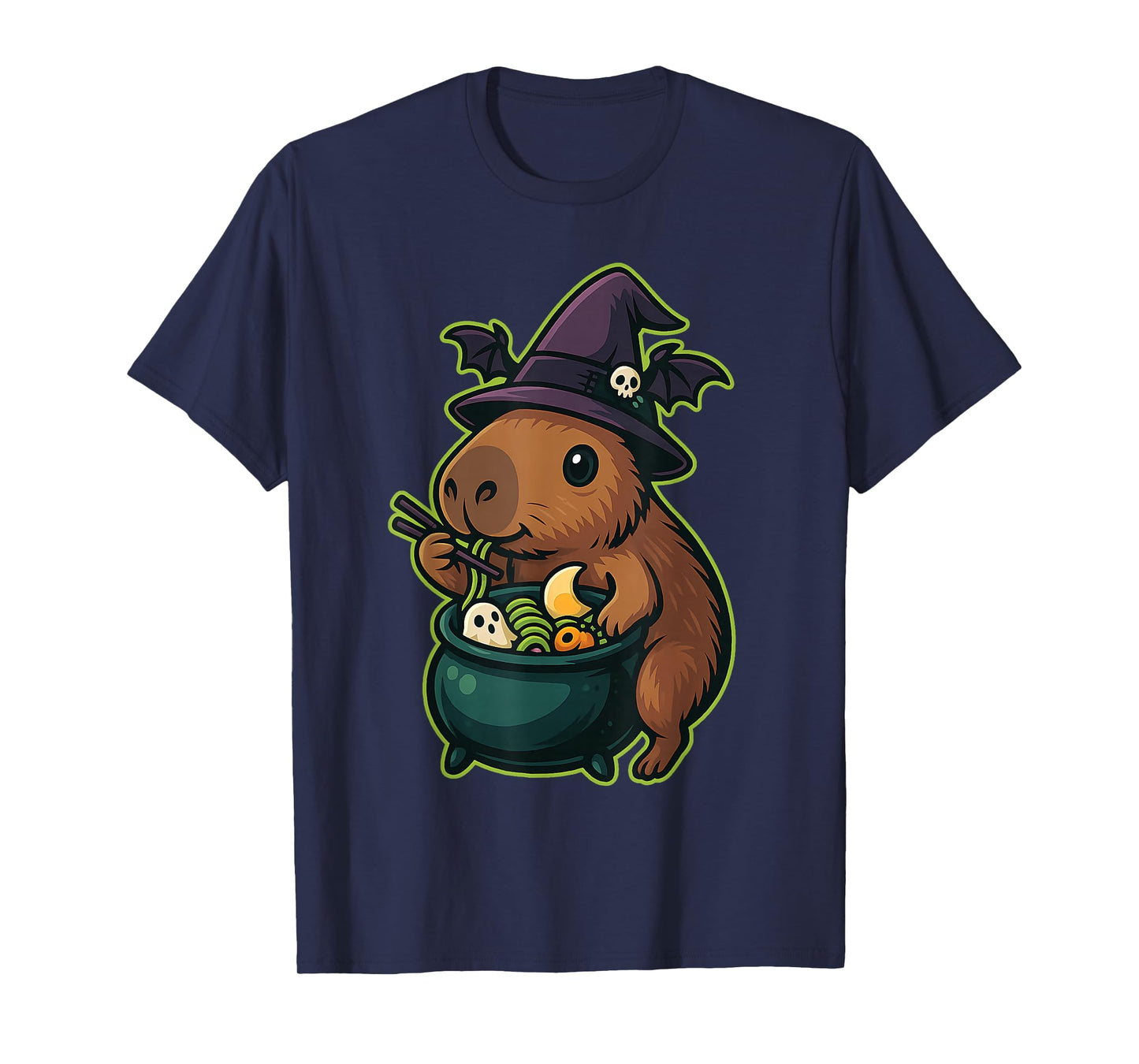 Witch Capybara Ramen Cauldron Kawaii Halloween T-Shirt