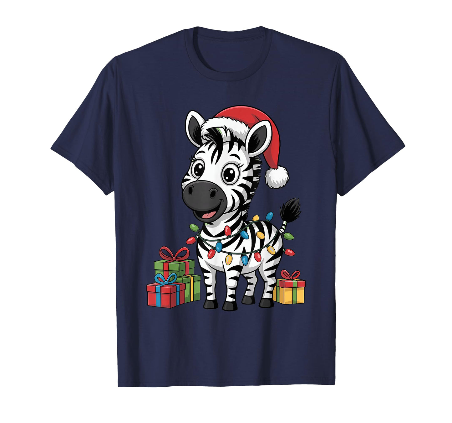 Zebra Santa Hat Christmas Design Funny Wild Animal Lovers T-Shirt