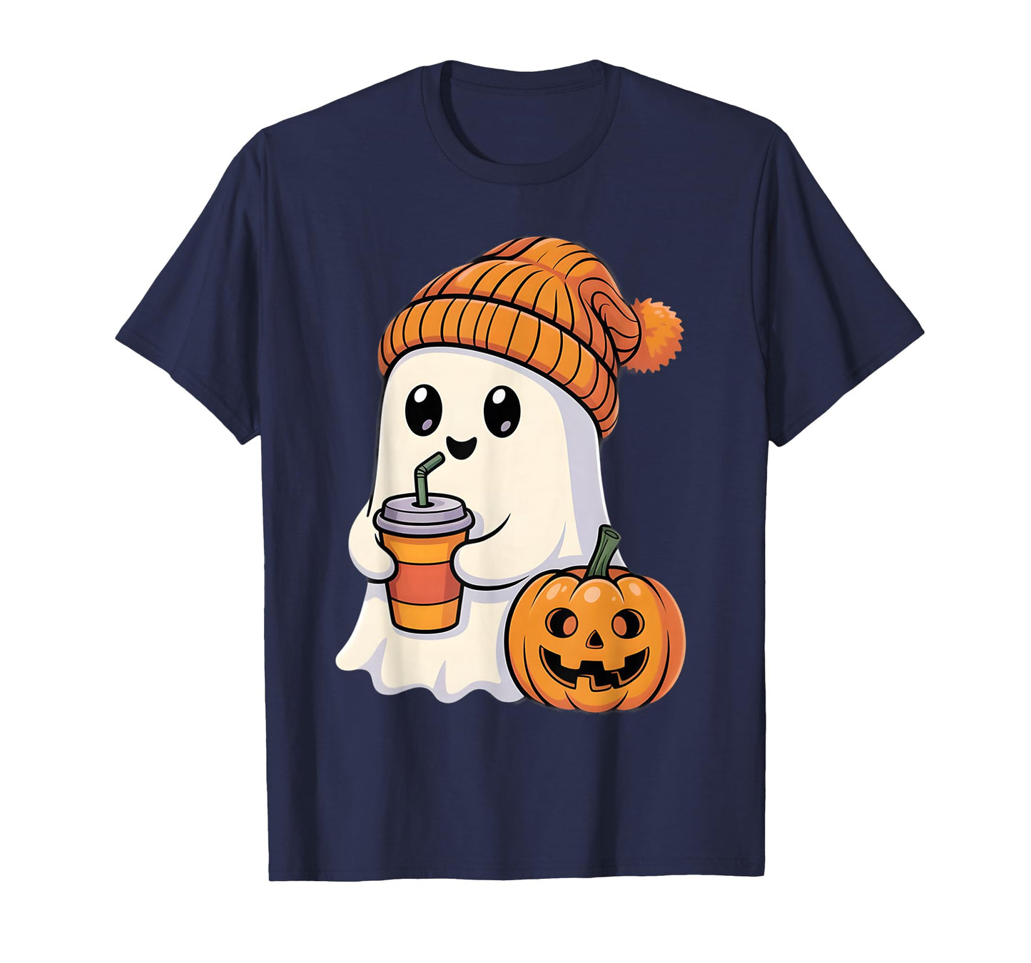 Halloween Costume Ghost Drinking Pumpkin Men Women Gifts T-Shirt