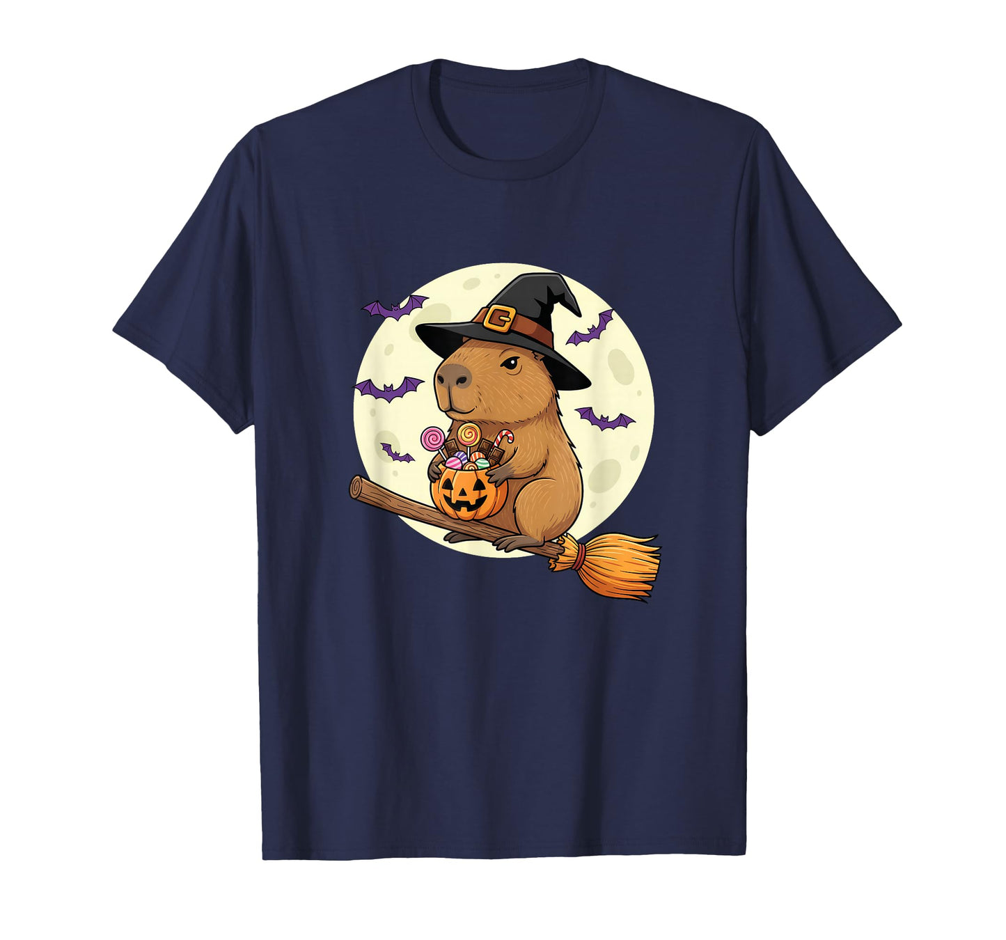 Capybara Pumpkin Hat Witch Funny Capybara Halloween Costume T-Shirt
