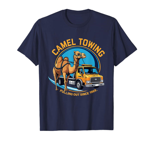 Camel Towing Design - Retro Tow Truck Graphic with Funny T-Shirt