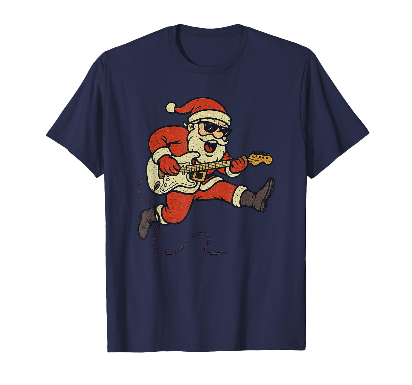 Santa Playing Rock Guitar Christmas Vintage Funny Xmas T-Shirt