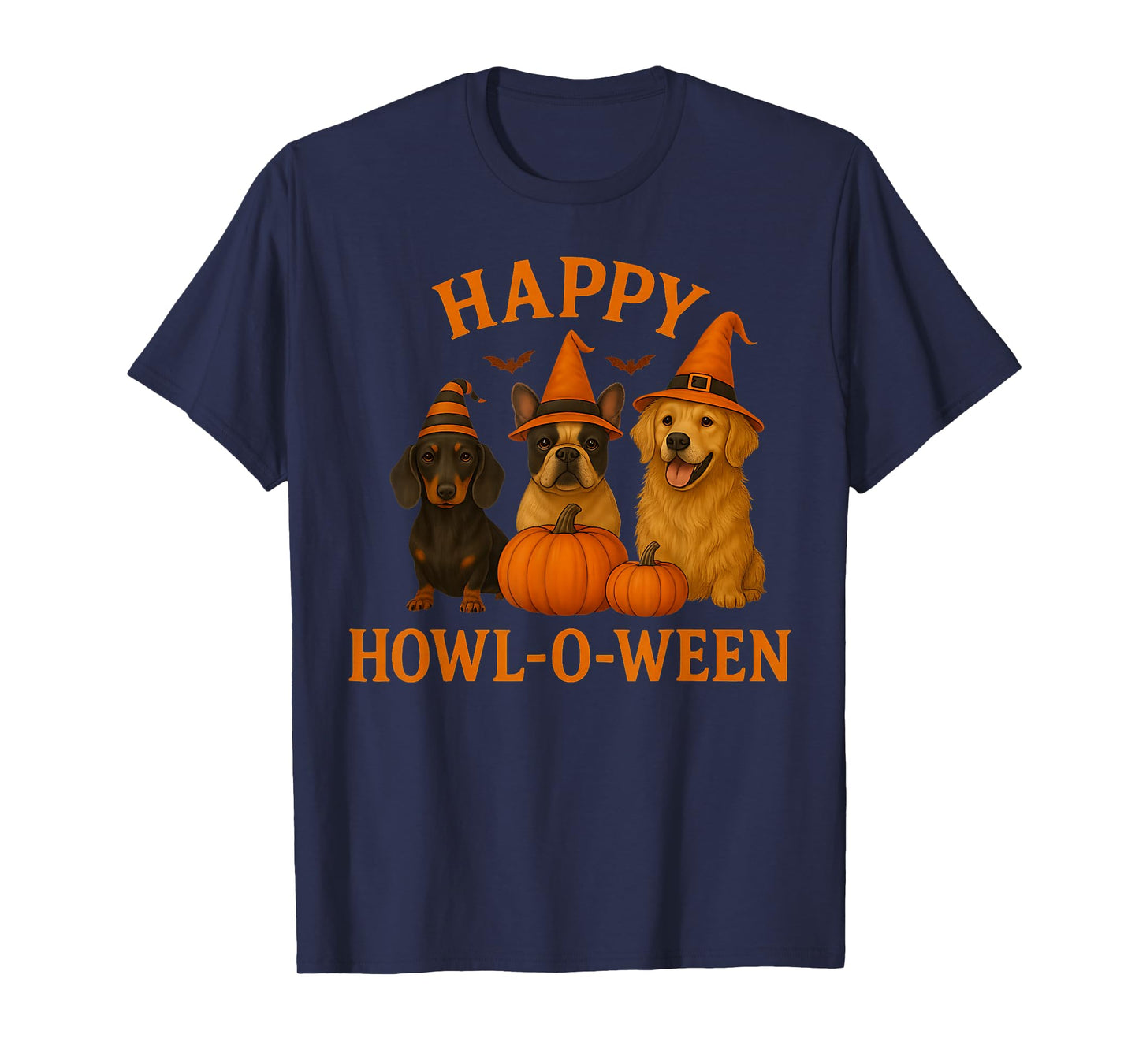 Happy Howl-O-Ween Wiener Dog Pumpkin Halloween Men Women Kid T-Shirt