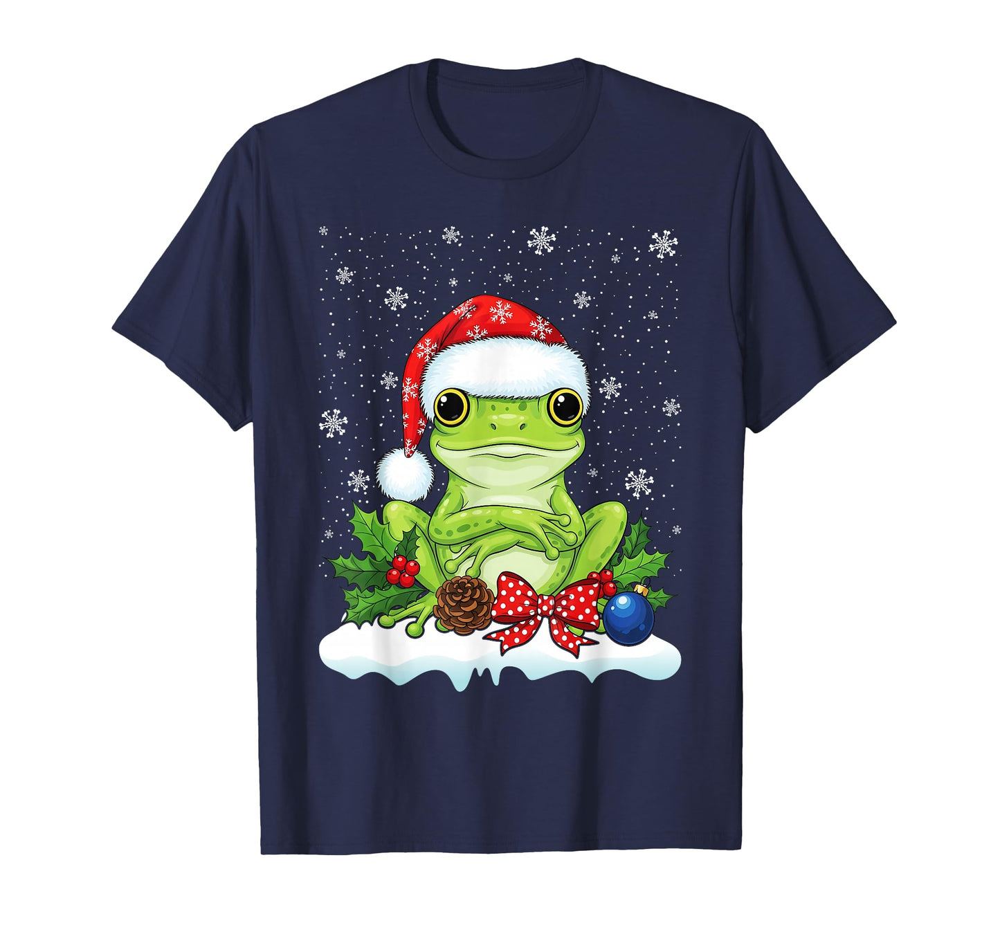 Frog Christmas Santa Hat Xmas Kids Boys Girls T-Shirt