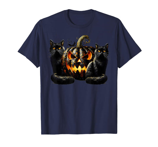 Halloween Cat Lover Graphic for Witch with Black Pumpkin T-Shirt