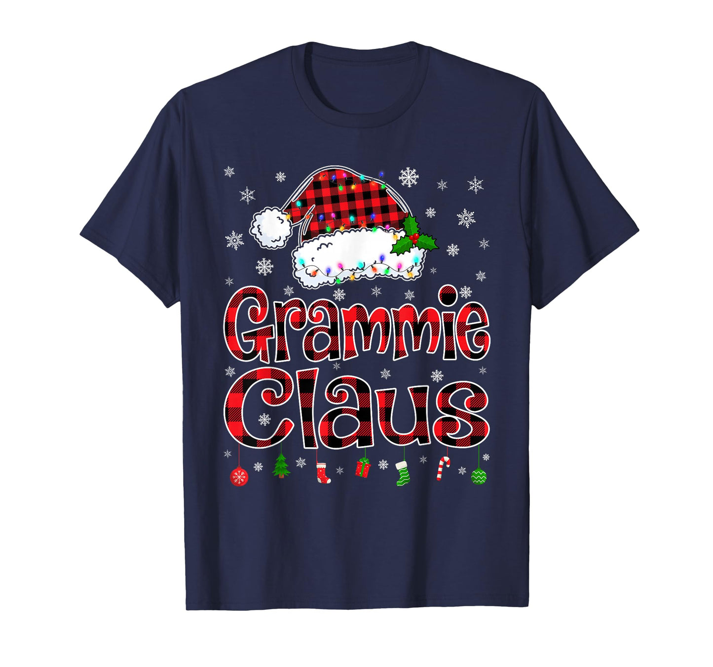 Grammie Claus Christmas Lights Xmas Pajama Matching Family T-Shirt