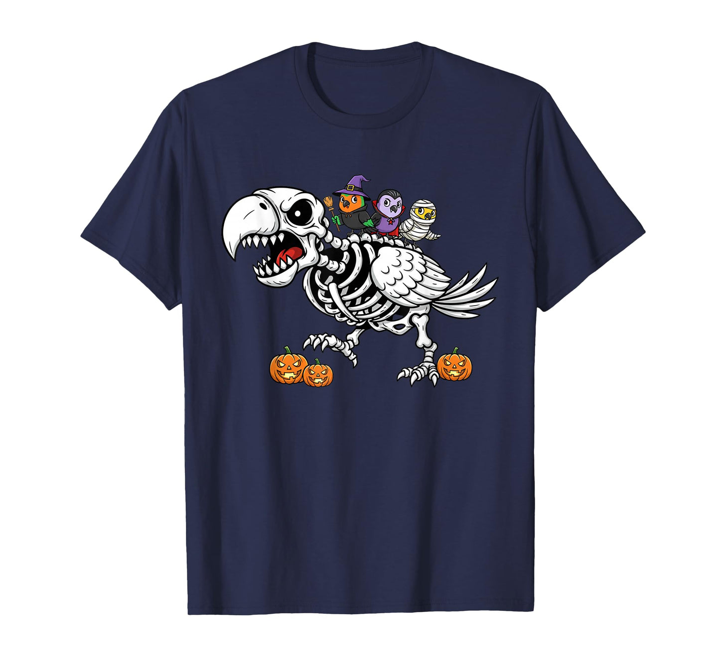 Funny Parrot Skeleton Mummy Witch Halloween Kids Mens Womens T-Shirt