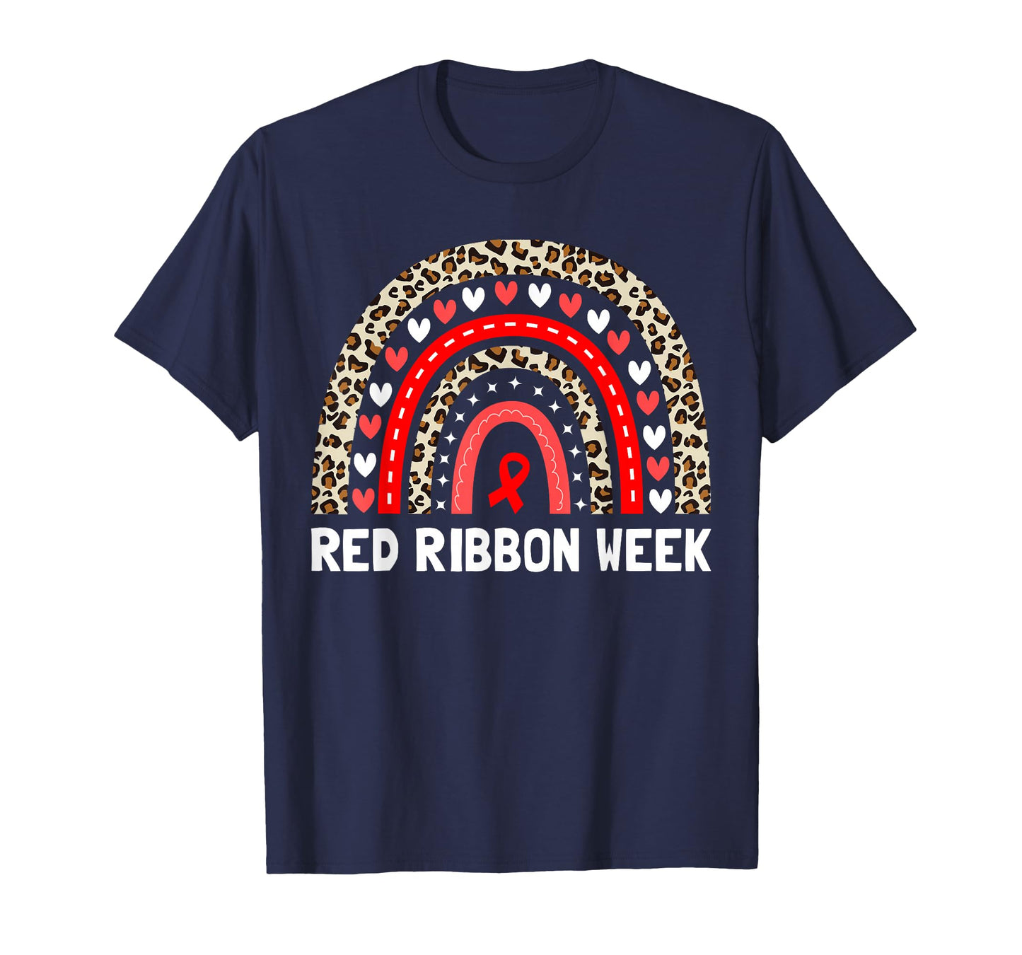 Red Ribbon Week Rainbow Men Women Kids Red Ribbon T-Shirt