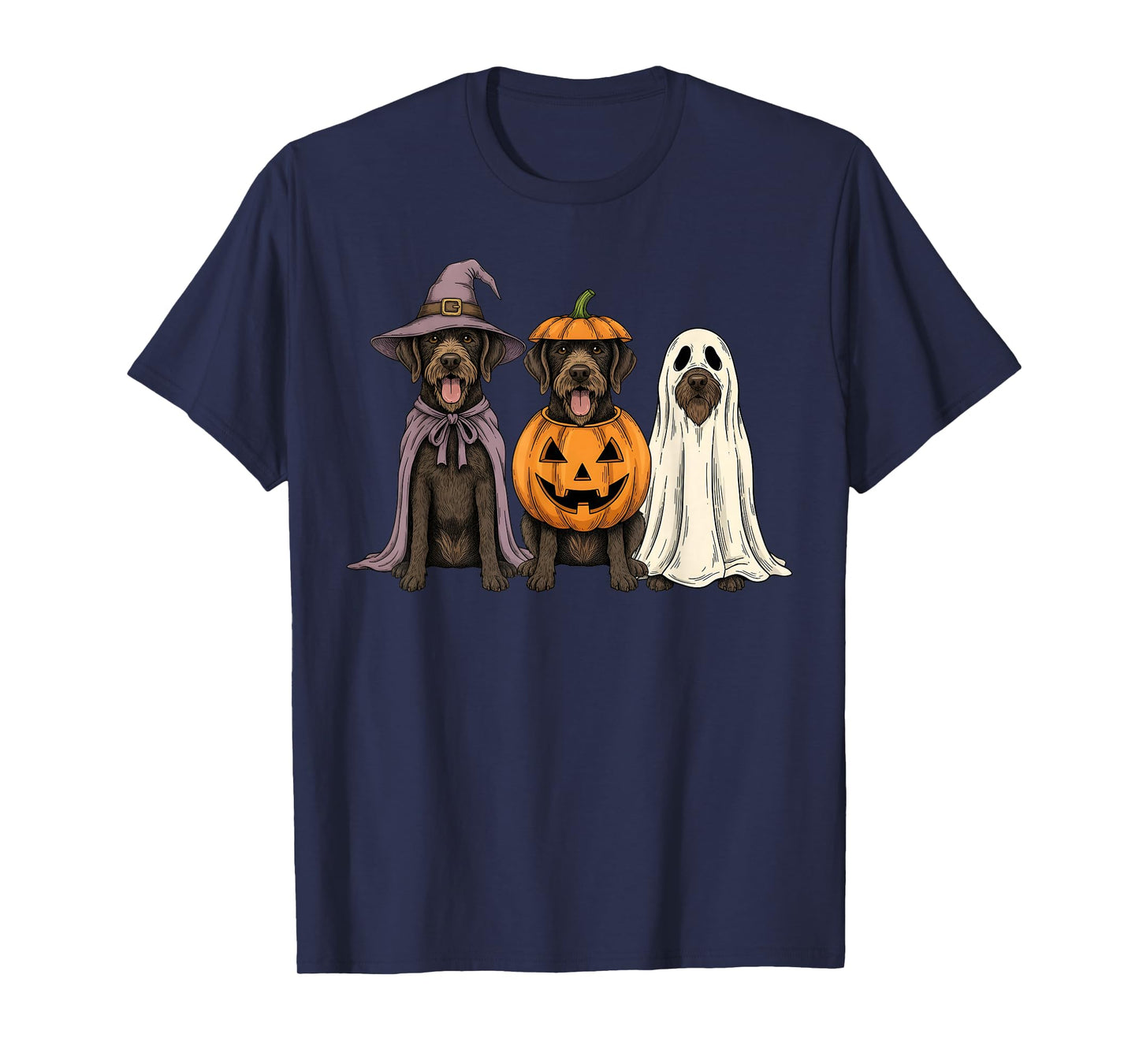 Spooky Ghost Wirehaired Pointing Griffon Pumpkin Halloween T-Shirt