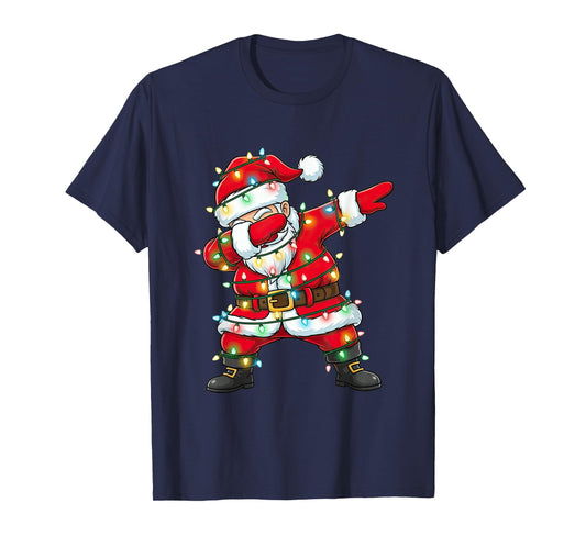 Dabbing Santa Claus Christmas Lights Xmas Dab Men Boys Kids T-Shirt