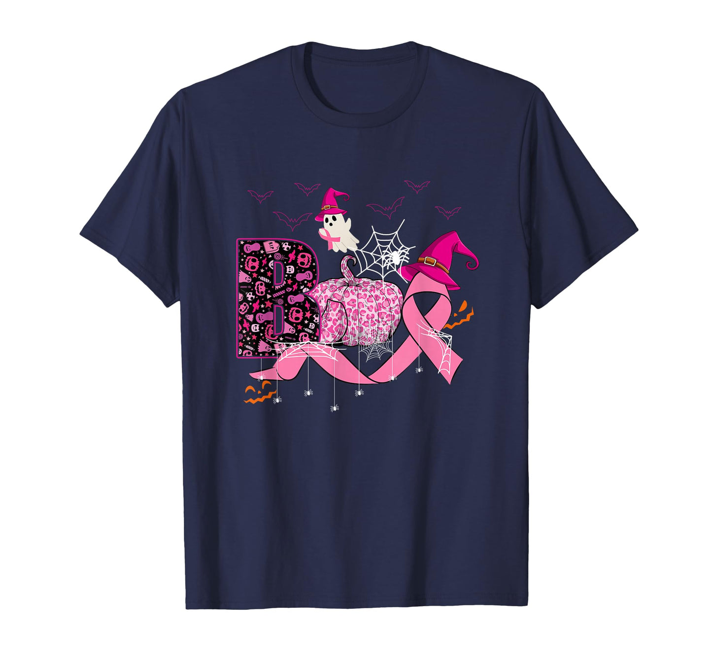 Boo Halloween Pink Ribbon Breast Cancer Awareness Pumpkin T-Shirt