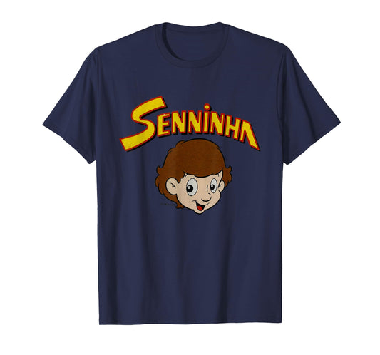 Classic Nostalgia Senninha Unisex-Adults Kids Retro Cartoon Character T-Shirt, Black, Small, Short Sleeve